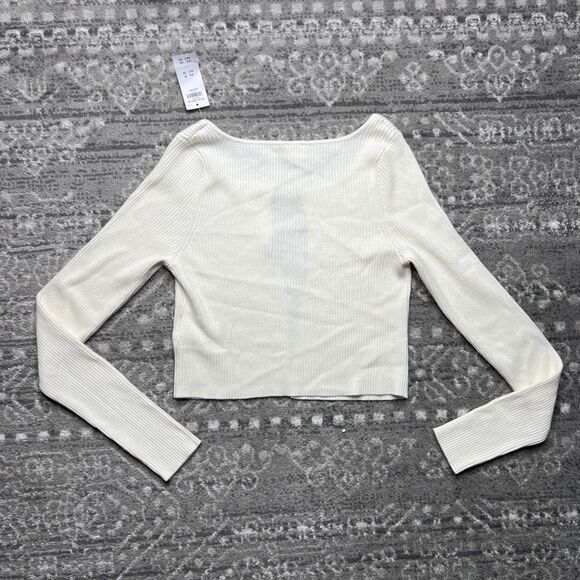 Abercrombie & Fitch NWT Ivory Slim Bar Ribbed Cardigan Size MT Medium Tall - Picture 4 of 9